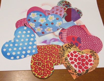 valentine, handmadecards, paintedhearts, rubberstamping, celebrations, stenciling, Xyron