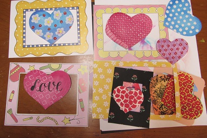 valentine, handmadecards, paintedhearts, rubberstamping, celebrations, stenciling, Xyron 