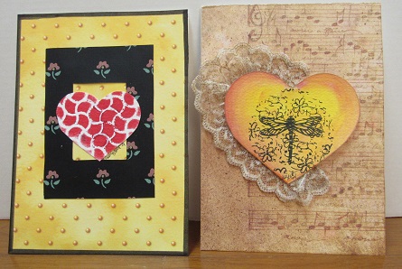 valentine, handmadecards, paintedhearts, rubberstamping, celebrations, stenciling, Xyron 