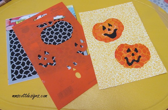 Halloween cards, Halloween décor, Stenciling, handpainted, pumpkins, jack-o-lanern, handmade cards, celebrations, crafts projects,rubberstamping, 