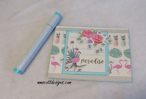 Cardmaking with patterned papers flamingo card