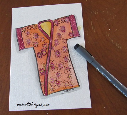 Watercolor kimono handmade card